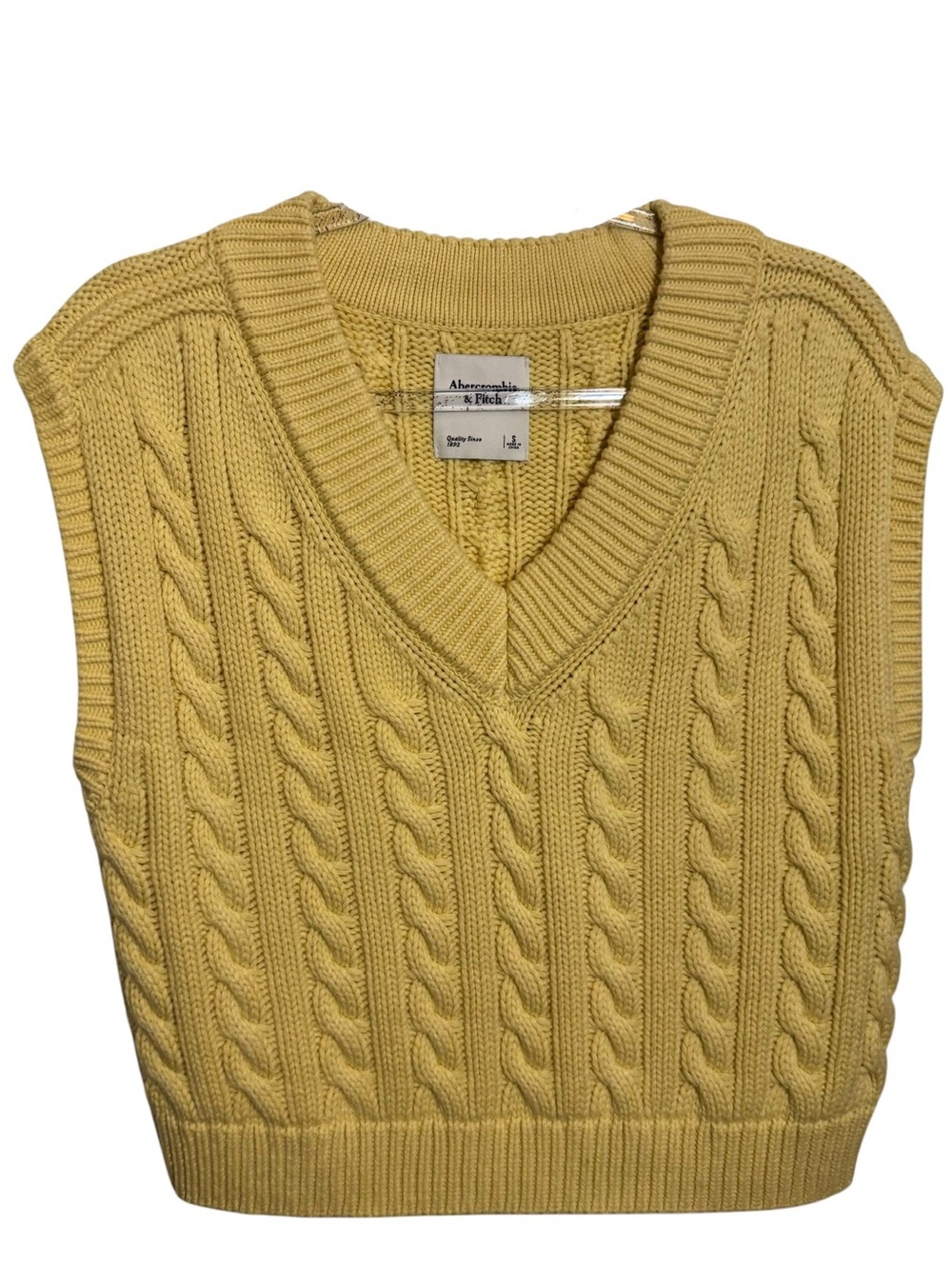 Abercrombie & Fitch Size Small Yellow Knit Sweater Vest Preppy Cotton Top Casual